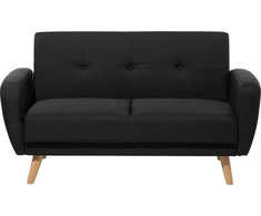 Beliani Dvivietė išskleidžiama sofa FLORLI Juoda