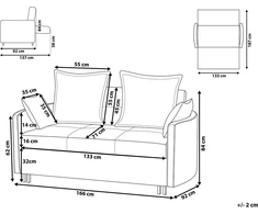 Beliani Dvivietė išskleidžiama sofa HOVIN pilka