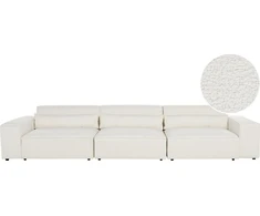 Beliani Modulinė 3 vietų sofa HELLNAR, kreminė balta spalva, Boucle audinys