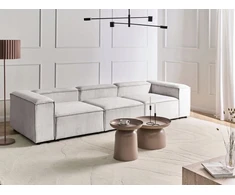 Beliani Modulinė sofa 3 asmenims ARDAL, kreminė balta, velvetas