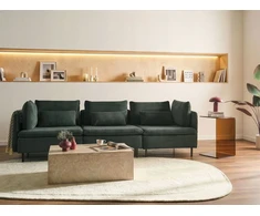 Beliani Trivietė modulinė sofa EGERIS tamsiai žalias velvetas