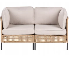 Lauko baldų komplektas Beliani Dviejų vietų sodo sofa OMEGANA iš technoratano, šviesiai smėlio spalvos
