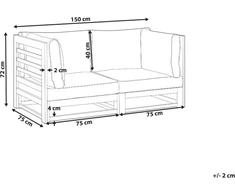 Lauko baldų komplektas Beliani 2 vietų sodo sofa TRANI modulinė akacijos mediena, bordinė