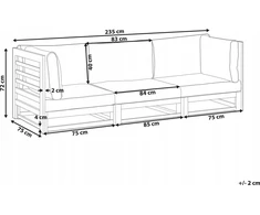 Lauko baldų komplektas Beliani 3 vietų sodo sofa TRANI modulinė, akacijos mediena, ruda