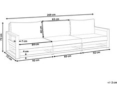 Lauko baldų komplektas Beliani Sodo sofa 3 asmenims TIMOR, modulinė, sertifikuota akacijos mediena, šviesiai ruda