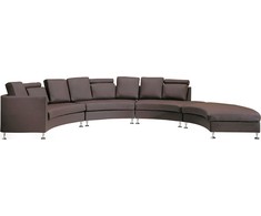 Beliani Pusapvalė 7 vietų sofa ROTUNDE Natūrali oda Ruda