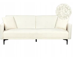 Beliani Trivietė išskleidžiama sofa LUCAN Boucle, kreminė balta