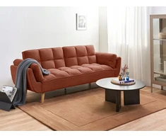 Beliani Trivietė išskleidžiama sofa ASBY, oranžinė