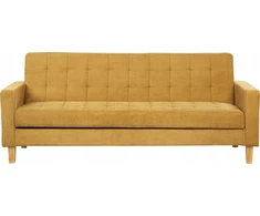Beliani Trivietė išskleidžiama sofa VEHKOO garstyčių spalvos