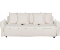 Beliani Trivietė išskleidžiama sofa KRAMA, kreminė balta su patalynės dėže