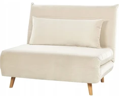 Beliani Vienvietė išskleidžiama sofa SETTEN, veliūras, šviesiai smėlio spalvos