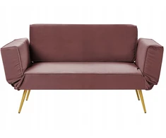 Beliani Išskleidžiama sofa 2 asmenims SAARELA, weliūras, rožinė