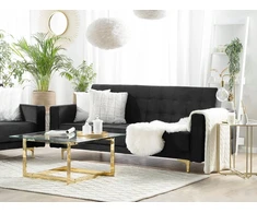 Beliani Trivietė išskleidžiama sofa ABERDEEN, veliūras, juoda