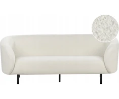 Beliani Trijų vietų sofa LOEN, balta, „Bouclé“