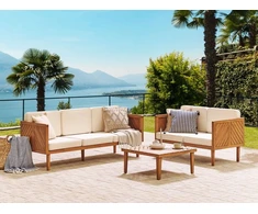 Beliani Sodo sofa 3 vietų BARATTI Akacijos mediena Ruda