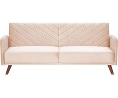 Beliani Trivietė išskleidžiama sofa SENJA, veliūras, smėlio spalvos