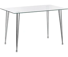 Beliani Valgomojo stalas WINSTON, sidabrinis, 120 × 70 cm, grūdintas stiklas