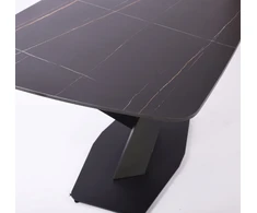 Beliani Valgomojo stalas SANTIAGO baltas marmuras 160 cm 80 cm