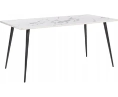 Beliani Valgomojo stalas SANTIAGO baltas marmuras 160 cm 80 cm