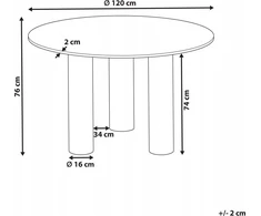 Beliani Valgomojo stalas ORIN Šviesus uosis 120 cm 120 cm
