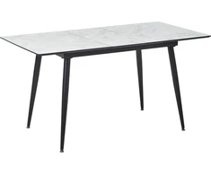 Beliani Valgomojo stalas EFTALIA baltas marmuras 120/150 cm 80 cm