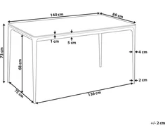 Beliani Valgomojo stalas JOLLEIN baltas marmuras 140 cm 80 cm stiklas