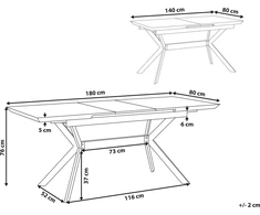 Beliani Valgomasis stalas BENSON šviesiai pilkas, išskleidžiamas 140/180 cm 80 cm
