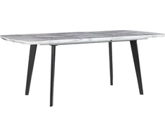 Beliani Išskleidžiamas valgomasis stalas MOSBY, pilkas marmuras, 160/200 cm, 90 cm
