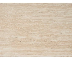 Beliani Išskleidžiamas valgomasis stalas MORAINE travertino efektas 120/160 cm 120 cm