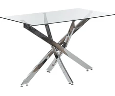 Beliani Valgomojo stalas MARAMO sidabrinis 120 cm 70 cm grūdintas stiklas