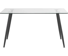 Beliani Valgomojo stalas MIDLAND juodas 140 cm 80 cm grūdintas stiklas