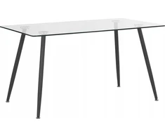 Beliani Valgomojo stalas MIDLAND juodas 140 cm 80 cm grūdintas stiklas