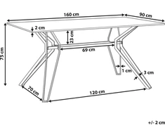 Beliani Valgomojo stalas BALLINA Baltas marmuras 160 cm 90 cm Grūdintas stiklas