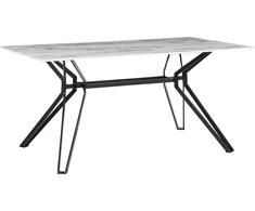 Beliani Valgomojo stalas BALLINA Baltas marmuras 160 cm 90 cm Grūdintas stiklas