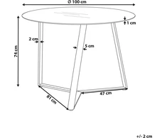 Beliani Valgomojo stalas KEBRI juodas 100 cm 100 cm grūdintas stiklas