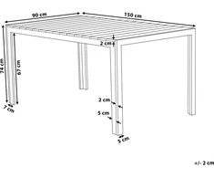 Beliani Stół sodo 150 x 90 cm šviesus medis COMO