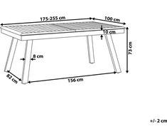 Beliani Išskleidžiamas sodo stalas PERETA 175/255 cm 100 cm metalinis, šviesiai pilkas