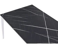 Beliani Sodo stalas SOVARETO 180 cm 90 cm marmuro efektas Juodas marmuras