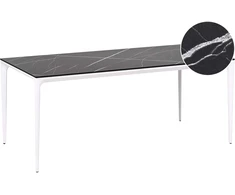 Beliani Sodo stalas SOVARETO 180 cm 90 cm marmuro efektas Juodas marmuras