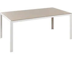 Beliani Sodo stalas CATANIA 160 cm 91 cm stiklas smėlio spalvos