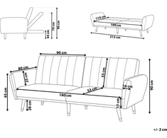 Beliani Išskleidžiama 3 vietų sofa VIMMERBY mėlyno aksomo