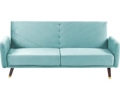 Beliani Išskleidžiama 3 vietų sofa SENJA, veliūrinė, mėlyna