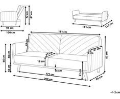 Beliani Išskleidžiama 3 vietų sofa SENJA, veliūrinė, mėlyna