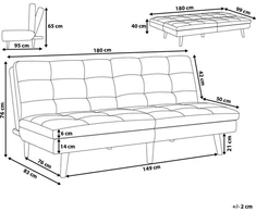 Beliani Trivietė išskleidžiama sofa RONNE šviesiai pilka