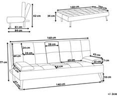 Beliani Trivietė išskleidžiama sofa ROXEN šviesiai pilka