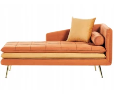 Beliani Dešininė gulto tipo sofa GONESSE, veliūras, oranžinė