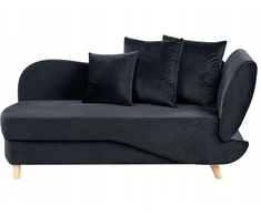 Sofa Beliani Dešininis szezlongas MERI, veliūrinis, juodas, su daiktadėže