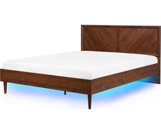 Beliani LED lova MIALET 180 x 200 cm tamsiai ruda