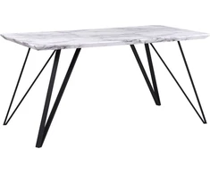 Beliani Valgomojo stalas MOLDEN marmuro imitacija / juodas 150 cm 80 cm