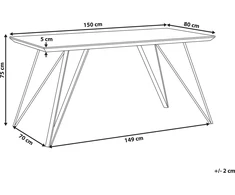 Beliani Valgomojo stalas MOLDEN marmuro imitacija / juodas 150 cm 80 cm